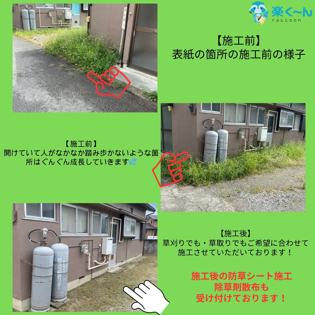 甲府市の平屋住宅のお庭にて除草作業・草取りを行いました！