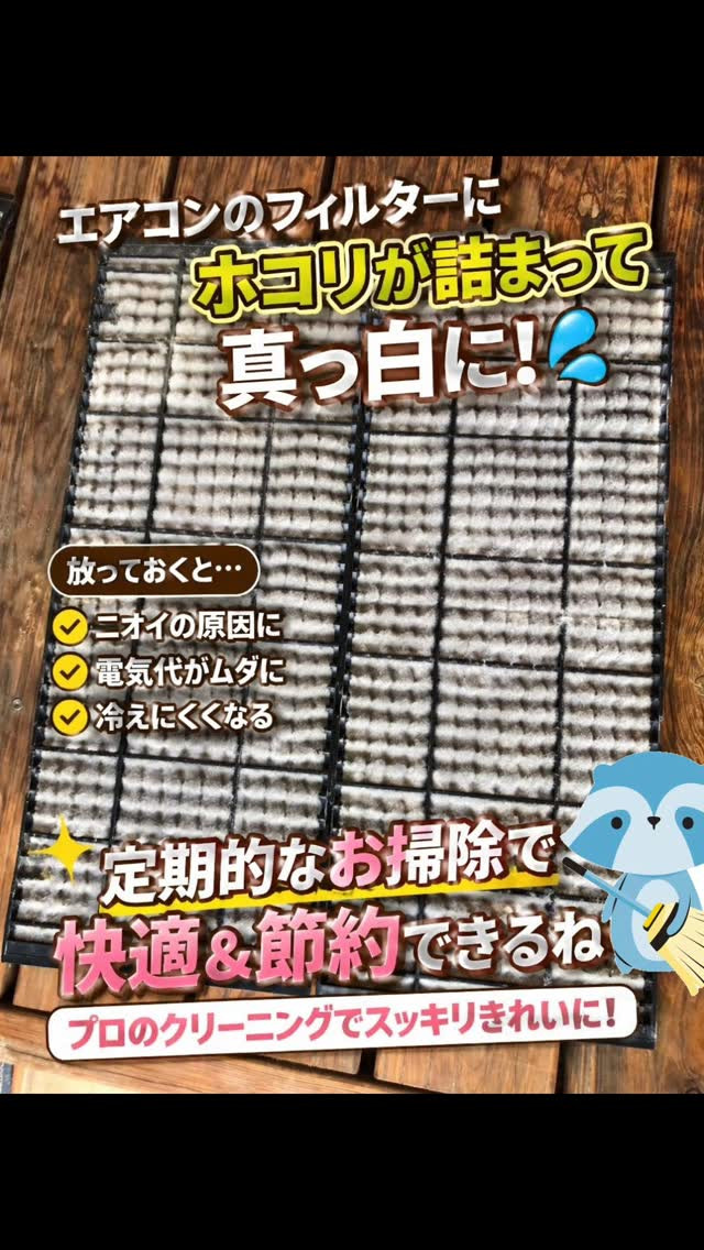 今日はエアコンのフィルター掃除してきたラクよ〜🐾✨