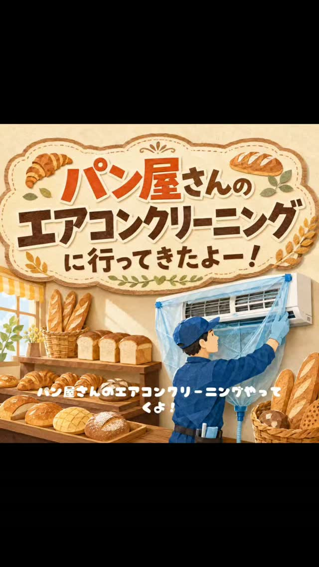 今日はパン屋さんのエアコンクリーニングに行ってきたラク〜🥐✨