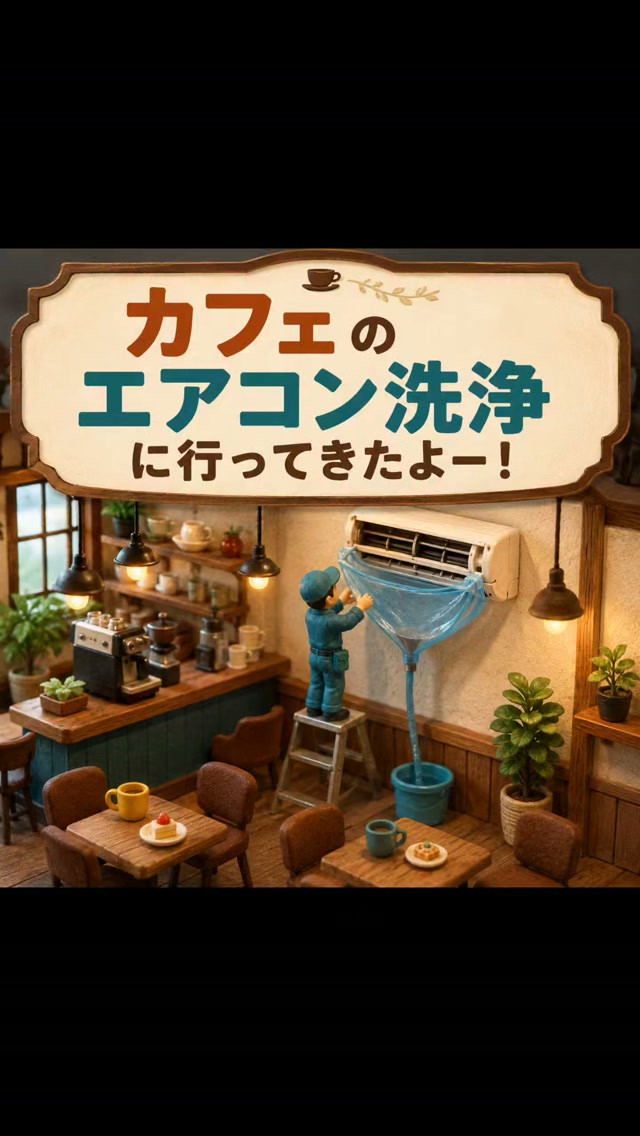 今日はカフェのエアコンクリーニングに行ってきたラク〜☕✨