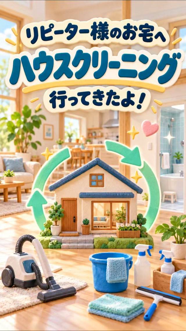 今日は、以前もご依頼いただいたリピーター様のお宅へ、ハウスク...